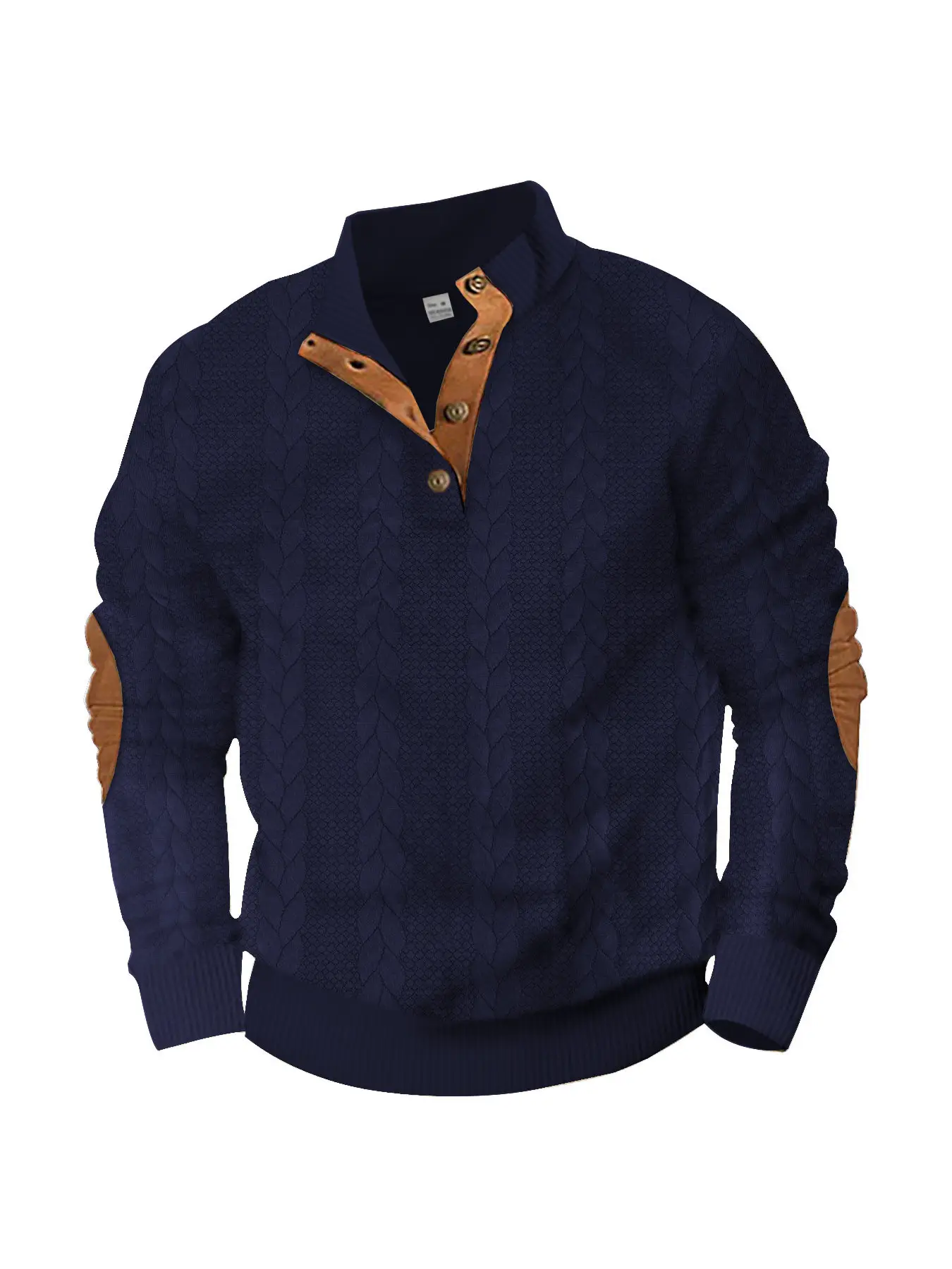 Men's Black Jacquard Sweatshirt with Orange Sleeves - Image 6
