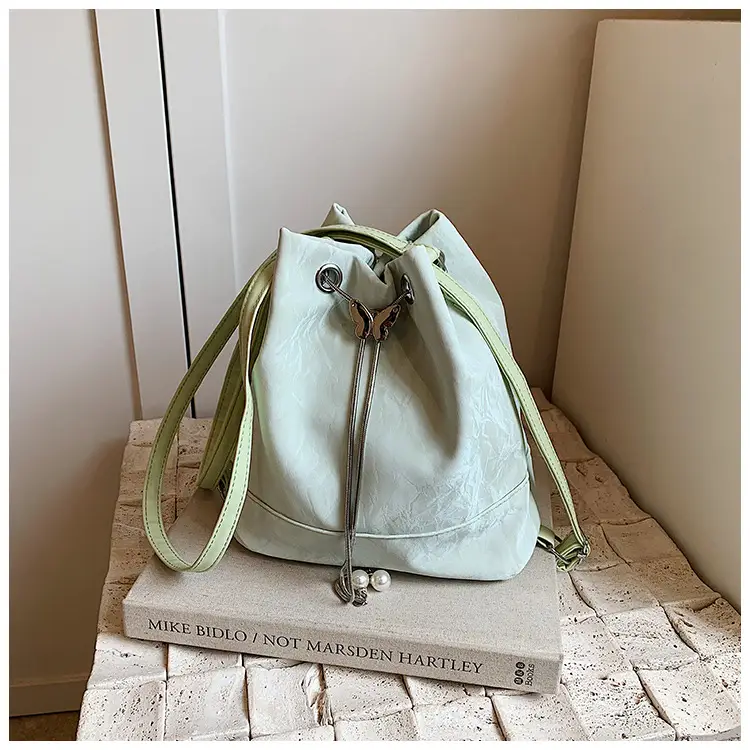Women's White Cotton Bucket Bag Large Capacity Shoulder Bag — feature 20