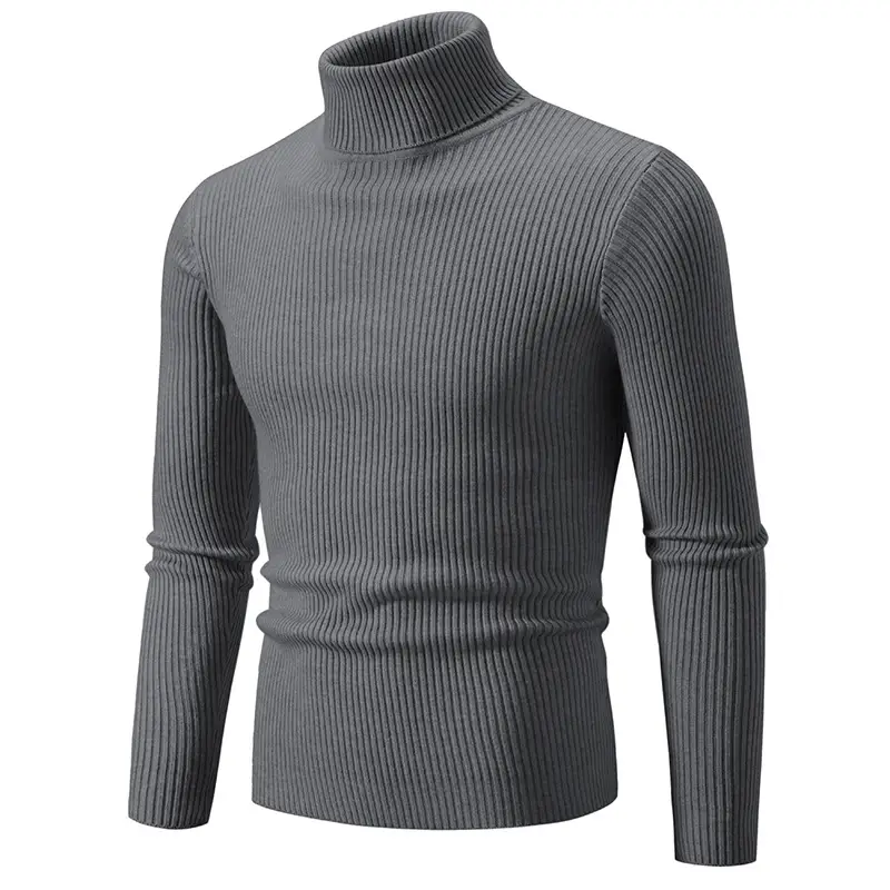 Men's Vintage Solid Turtleneck Sweater Slim Fit Knitted - Image 17