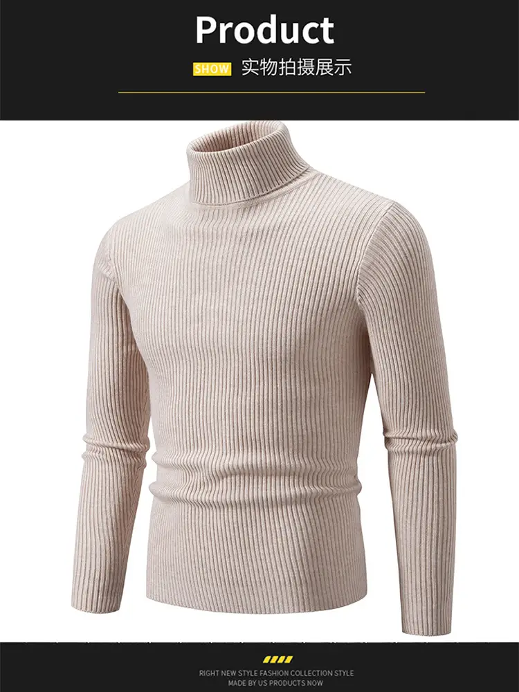 Men's Vintage Solid Turtleneck Sweater Slim Fit Knitted — feature 10