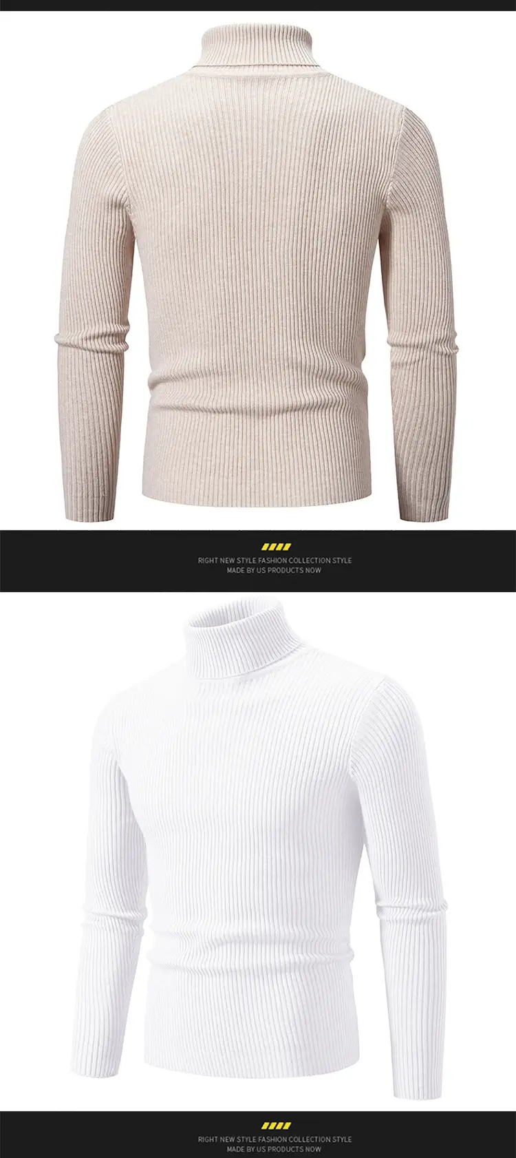 Men's Vintage Solid Turtleneck Sweater Slim Fit Knitted — feature 11