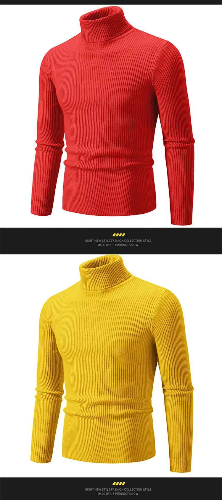 Men's Vintage Solid Turtleneck Sweater Slim Fit Knitted — feature 14