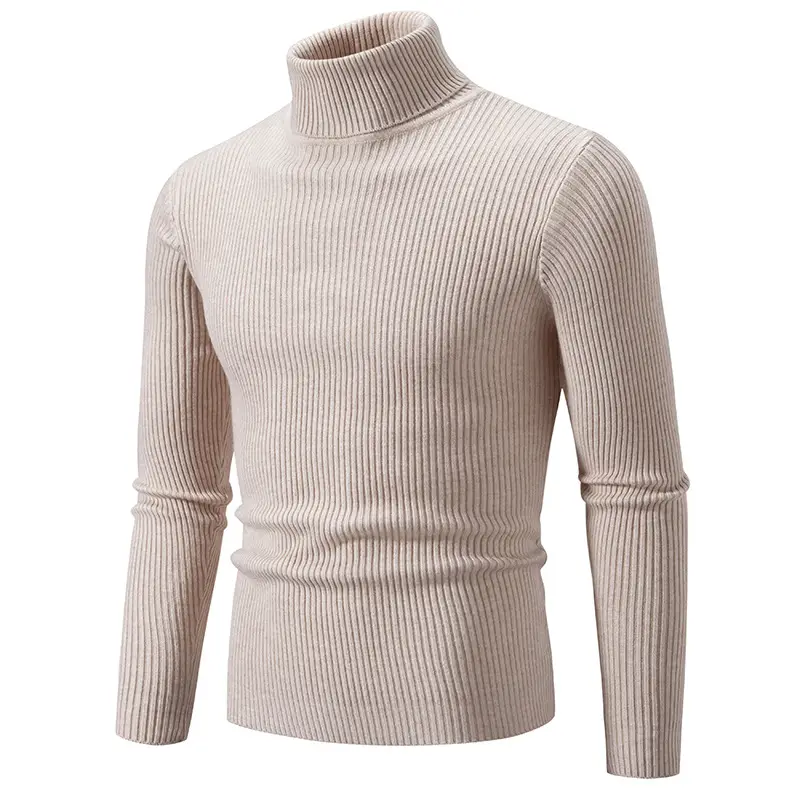 Men's Vintage Solid Turtleneck Sweater Slim Fit Knitted - Image 2