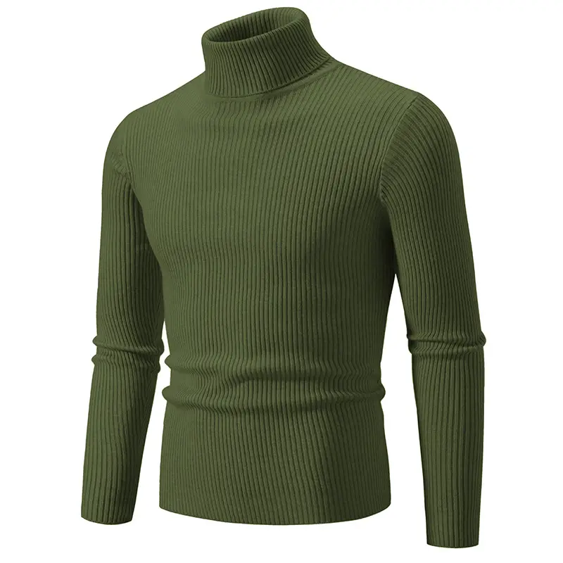 Men's Vintage Solid Turtleneck Sweater Slim Fit Knitted - Image 9