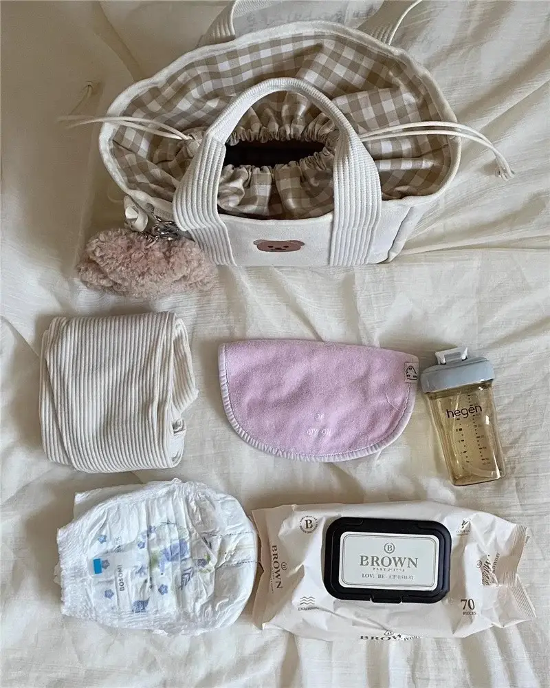 Canvas Drawstring Baby Lunch Bag with Teddy Bear Embroidery — feature 13