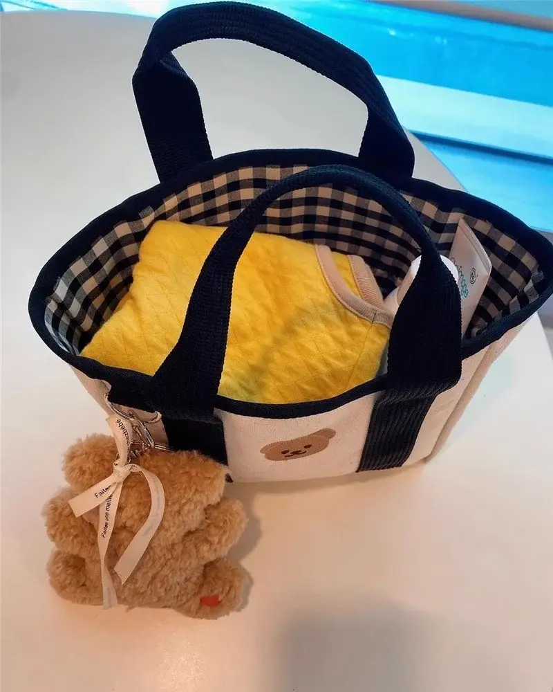 Canvas Drawstring Baby Lunch Bag with Teddy Bear Embroidery — feature 18