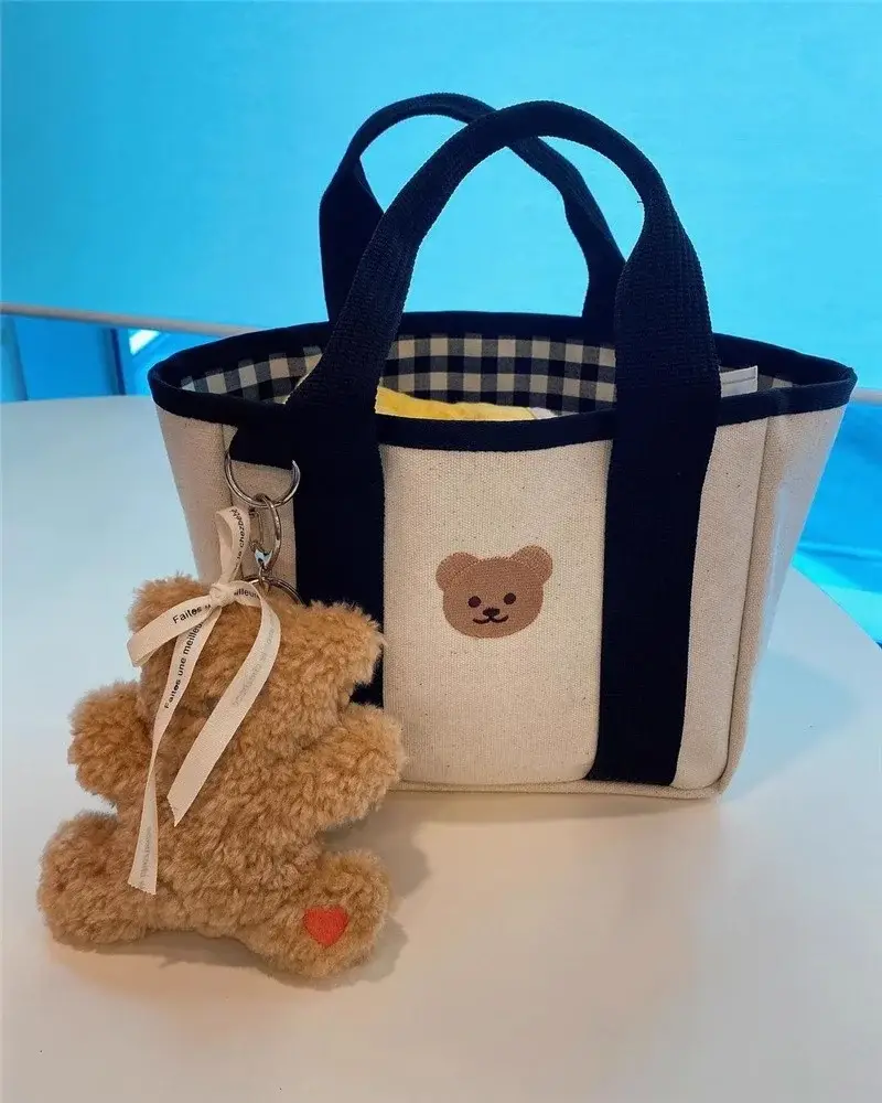 Canvas Drawstring Baby Lunch Bag with Teddy Bear Embroidery — feature 19