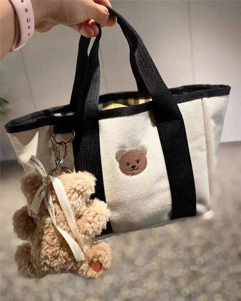 Canvas Drawstring Baby Lunch Bag with Teddy Bear Embroidery — feature 21