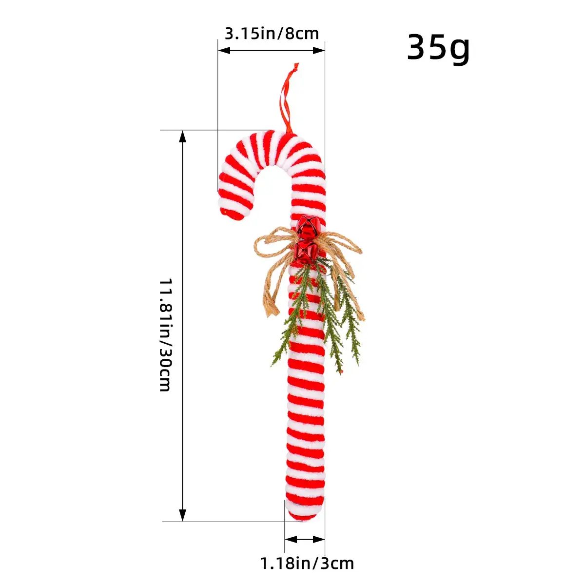 Christmas Candy Stick Hooks Red White Walking Stick Decor - Image 2