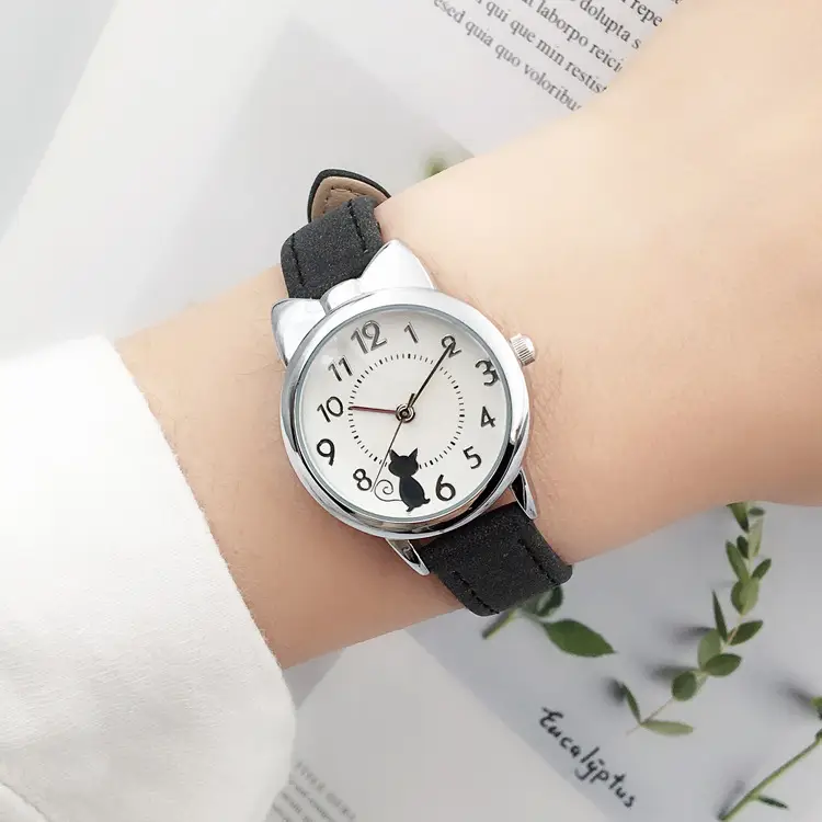 Girls Pink Leather Watch Korean Style Electronic Quartz - Image 14
