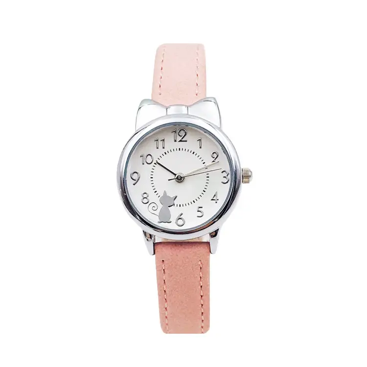 Girls Pink Leather Watch Korean Style Electronic Quartz - Image 2