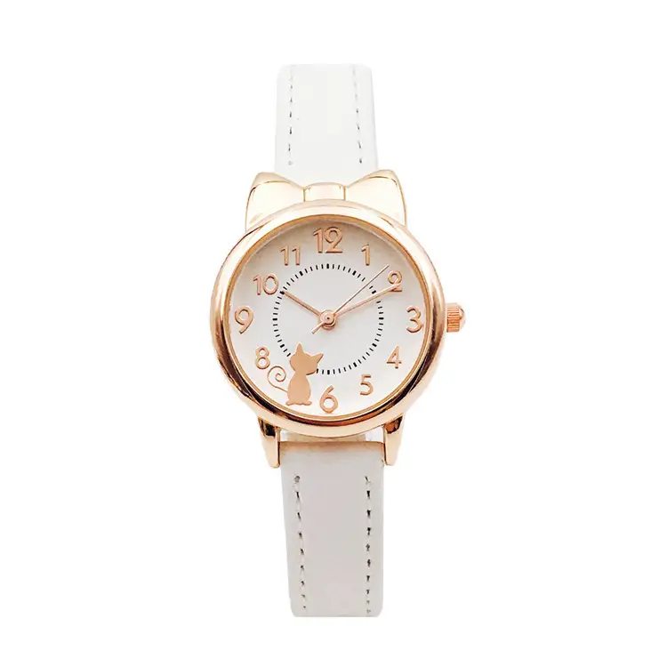 Girls Pink Leather Watch Korean Style Electronic Quartz - Image 3