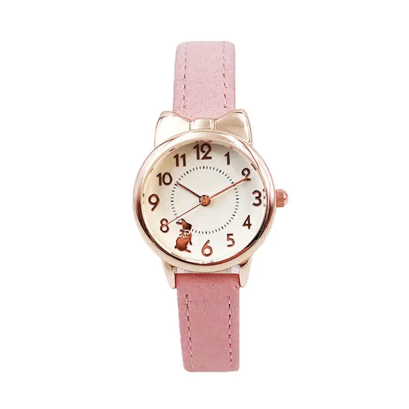 Girls Pink Leather Watch Korean Style Electronic Quartz - Image 9