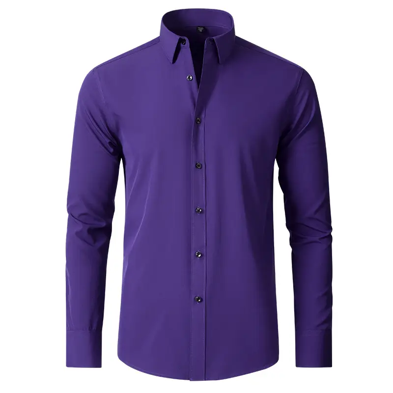 Men's Grey Four-Sided Stretch Shirt Non-Ironing Anti-Wrinkle Business - Image 24