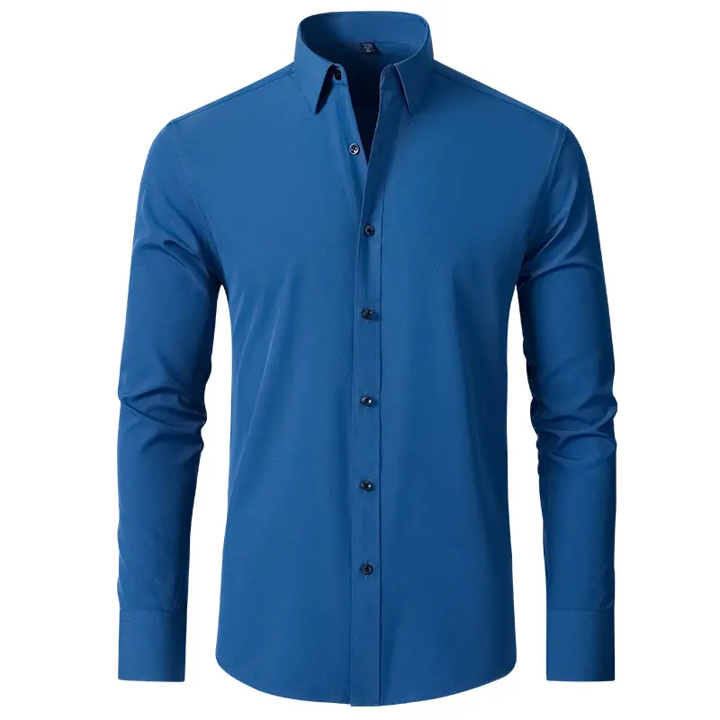 Men's Grey Four-Sided Stretch Shirt Non-Ironing Anti-Wrinkle Business - Image 25