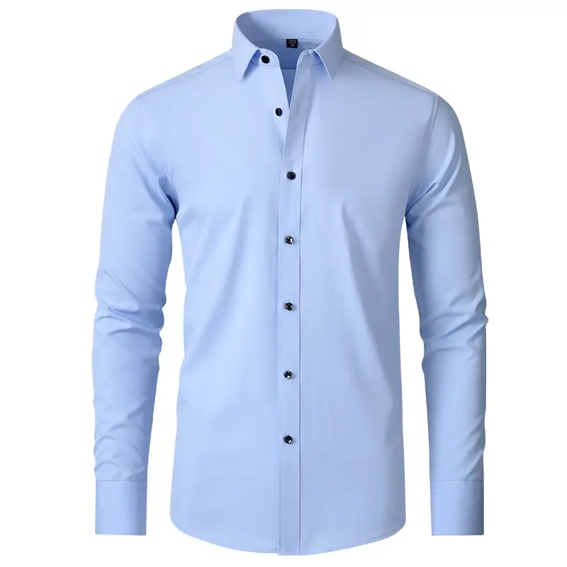 Men's Grey Four-Sided Stretch Shirt Non-Ironing Anti-Wrinkle Business - Image 3