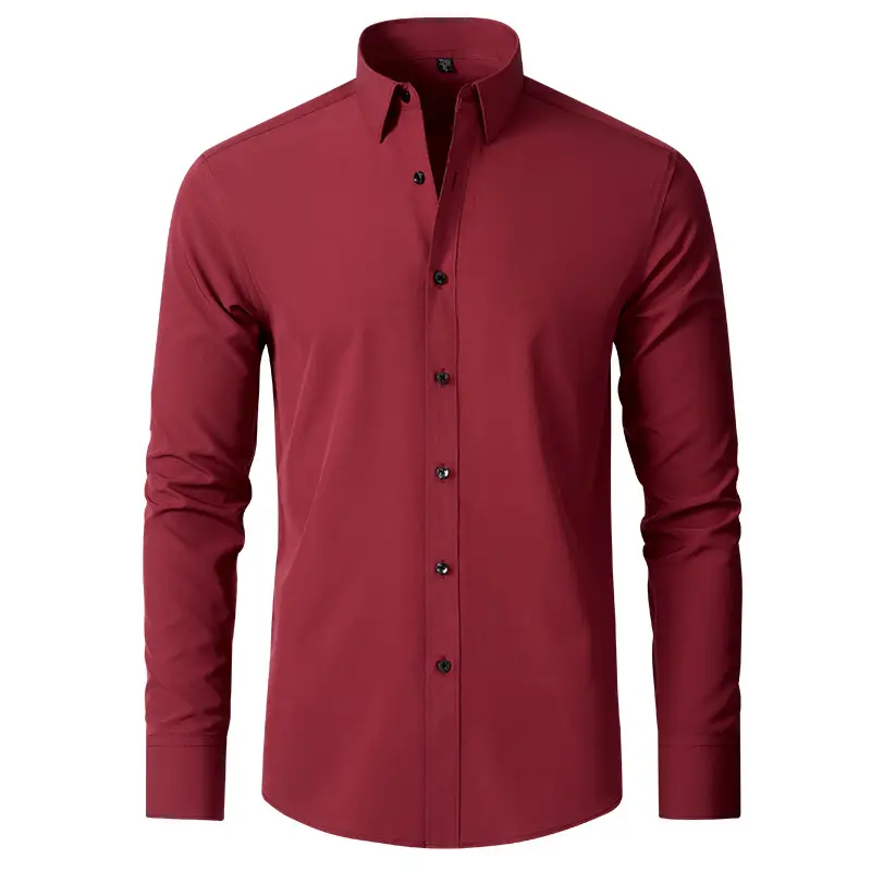 Men's Grey Four-Sided Stretch Shirt Non-Ironing Anti-Wrinkle Business - Image 4