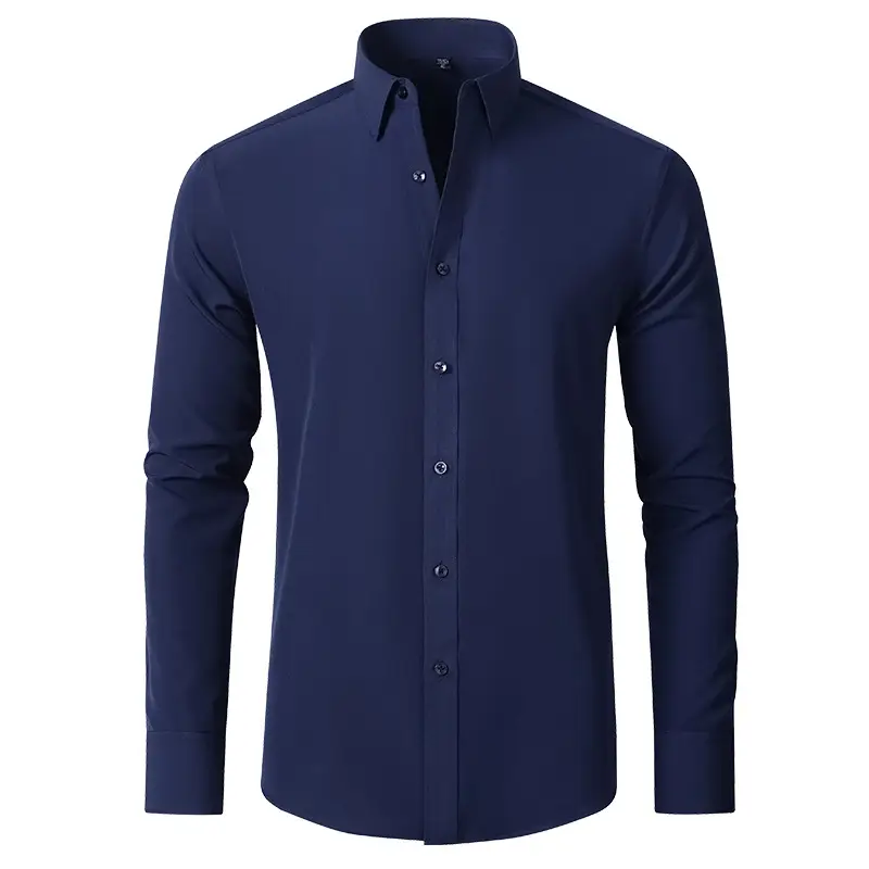Men's Grey Four-Sided Stretch Shirt Non-Ironing Anti-Wrinkle Business - Image 7