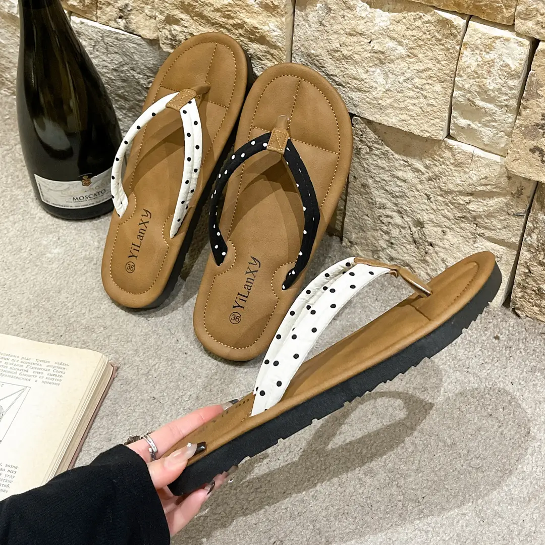 Dot Flip-Flops Women 2024 New Summer Fashion Outer Wear Flat Thong plus size Women's Sandals and Slippers - Image 13