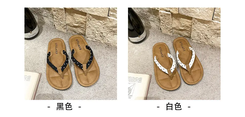 Dot Flip-Flops Women 2024 New Summer Fashion Outer Wear Flat Thong plus size Women's Sandals and Slippers — feature 21
