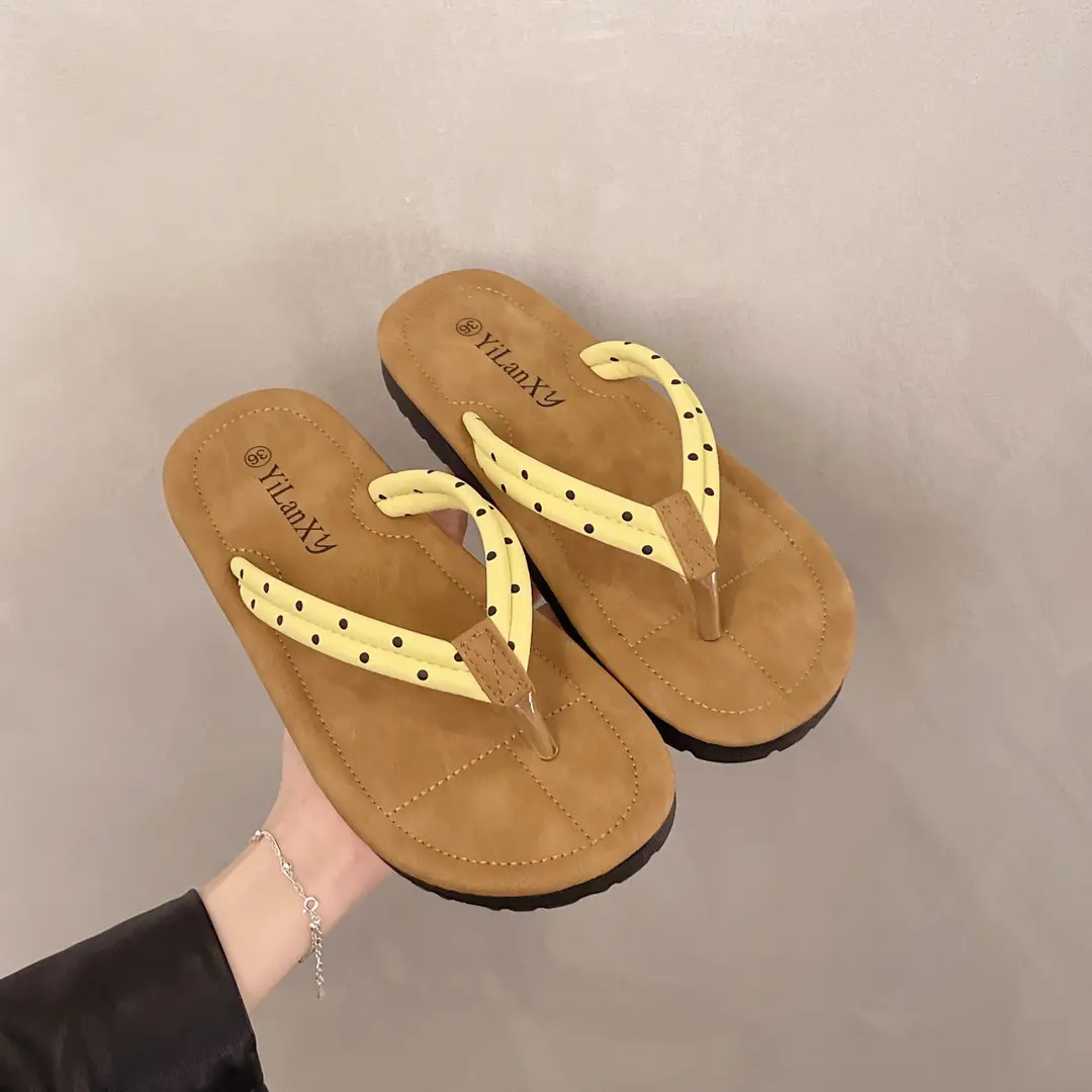 Dot Flip-Flops Women 2024 New Summer Fashion Outer Wear Flat Thong plus size Women's Sandals and Slippers - Image 7