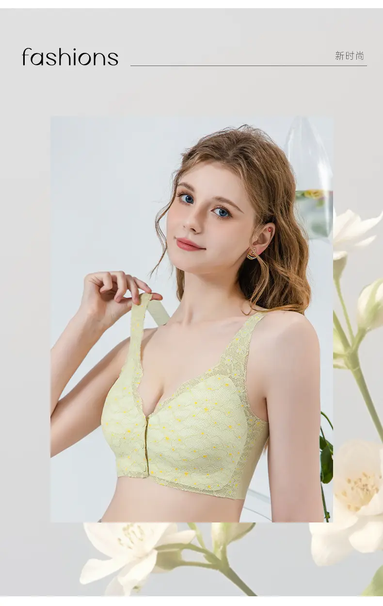 Bustling Embellished Breastfeeding Underwear Women's Plus Size Soft Support Top-up Large Chest Showable Small Traceless Front Buckle Vest Bra — feature 8