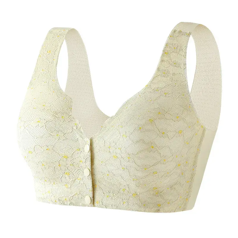 Bustling Embellished Breastfeeding Underwear Women's Plus Size Soft Support Top-up Large Chest Showable Small Traceless Front Buckle Vest Bra - Image 2
