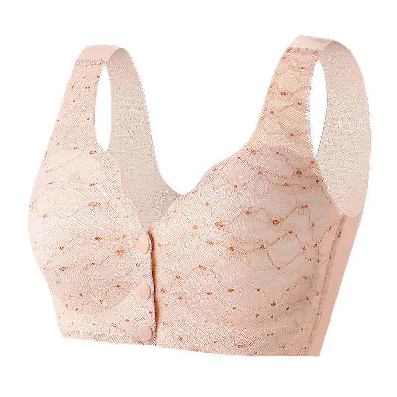 Bustling Embellished Breastfeeding Underwear Women's Plus Size Soft Support Top-up Large Chest Showable Small Traceless Front Buckle Vest Bra - Image 3