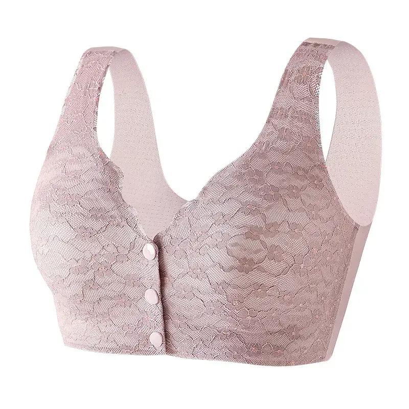 Bustling Embellished Breastfeeding Underwear Women's Plus Size Soft Support Top-up Large Chest Showable Small Traceless Front Buckle Vest Bra - Image 5
