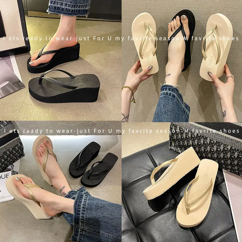 Thick-Soled Flip-Flops with Wedge Heels for Women, 2026 New Summer Style, Outdoor Wear, Height-Increasing, Beach Sandals with High Heels - Image 6