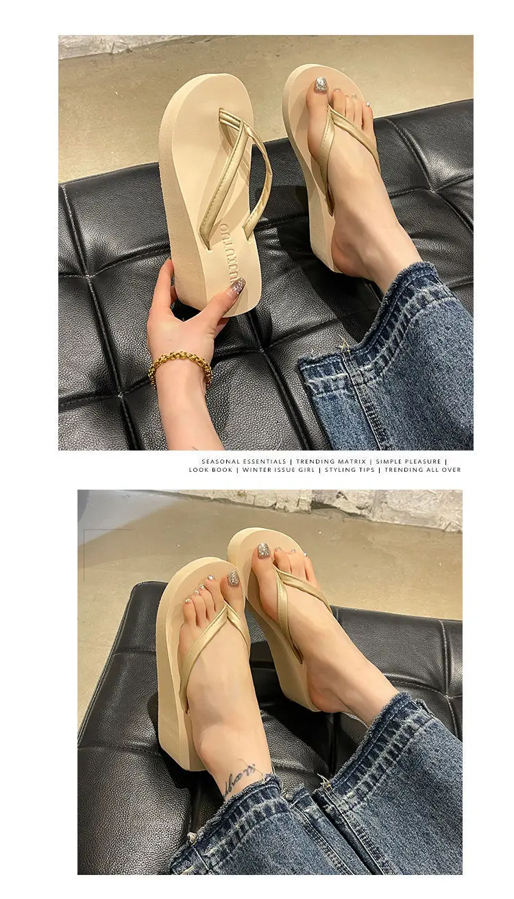 Thick-Soled Flip-Flops with Wedge Heels for Women, 2026 New Summer Style, Outdoor Wear, Height-Increasing, Beach Sandals with High Heels — feature 5