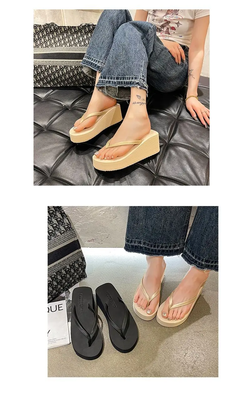 Thick-Soled Flip-Flops with Wedge Heels for Women, 2026 New Summer Style, Outdoor Wear, Height-Increasing, Beach Sandals with High Heels — feature 6