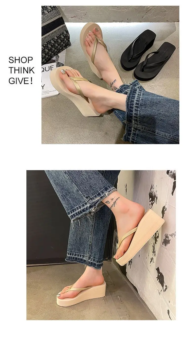 Thick-Soled Flip-Flops with Wedge Heels for Women, 2026 New Summer Style, Outdoor Wear, Height-Increasing, Beach Sandals with High Heels — feature 7