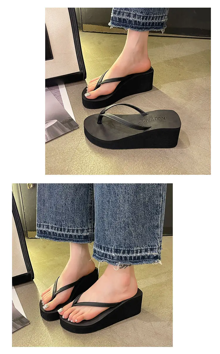Thick-Soled Flip-Flops with Wedge Heels for Women, 2026 New Summer Style, Outdoor Wear, Height-Increasing, Beach Sandals with High Heels — feature 8