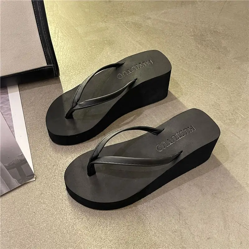 Thick-Soled Flip-Flops with Wedge Heels for Women, 2026 New Summer Style, Outdoor Wear, Height-Increasing, Beach Sandals with High Heels - Image 2