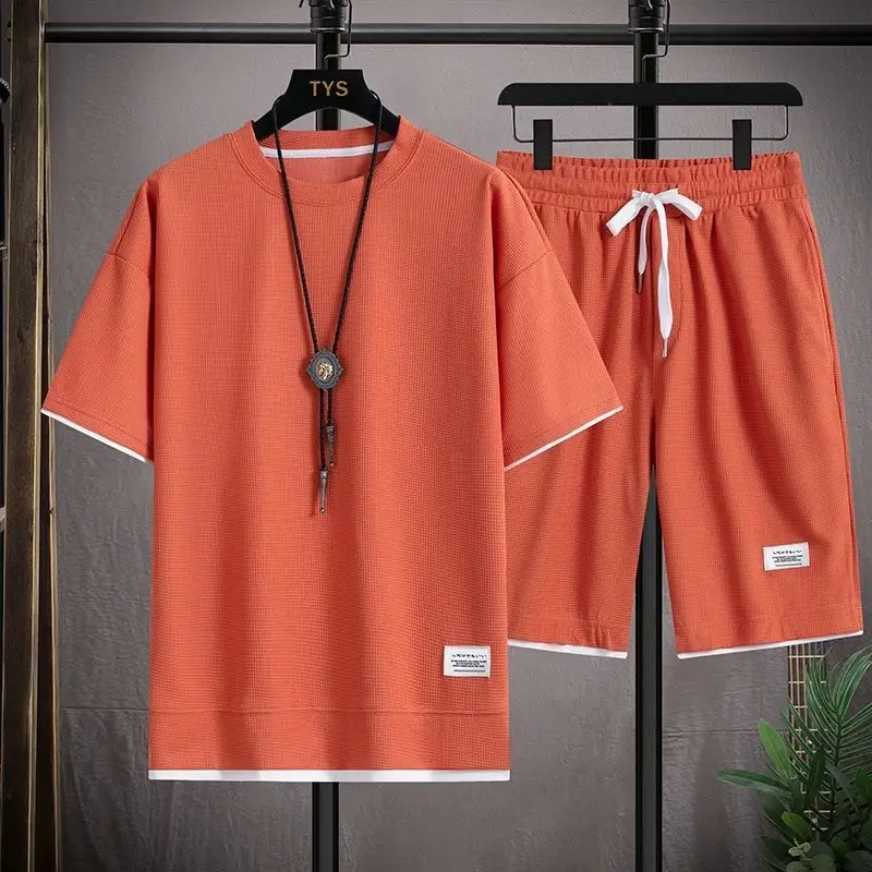Men Ice Silk Shorts Set with Half-Sleeve T-Shirt - Image 11