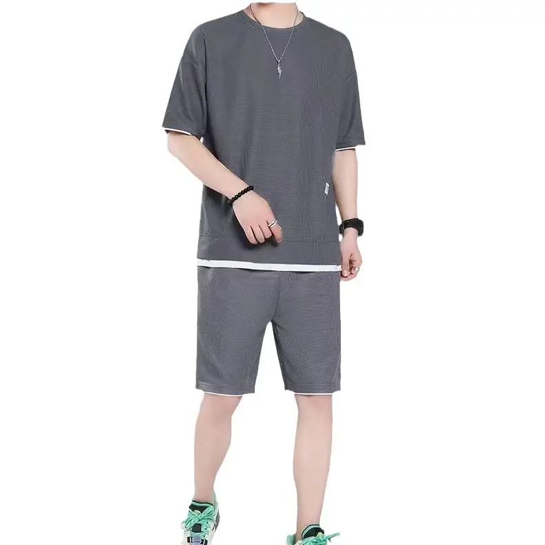 Men Ice Silk Shorts Set with Half-Sleeve T-Shirt - Image 12
