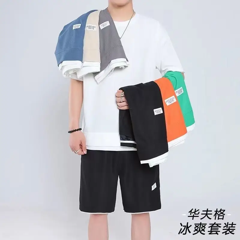 Men Ice Silk Shorts Set with Half-Sleeve T-Shirt — feature 1