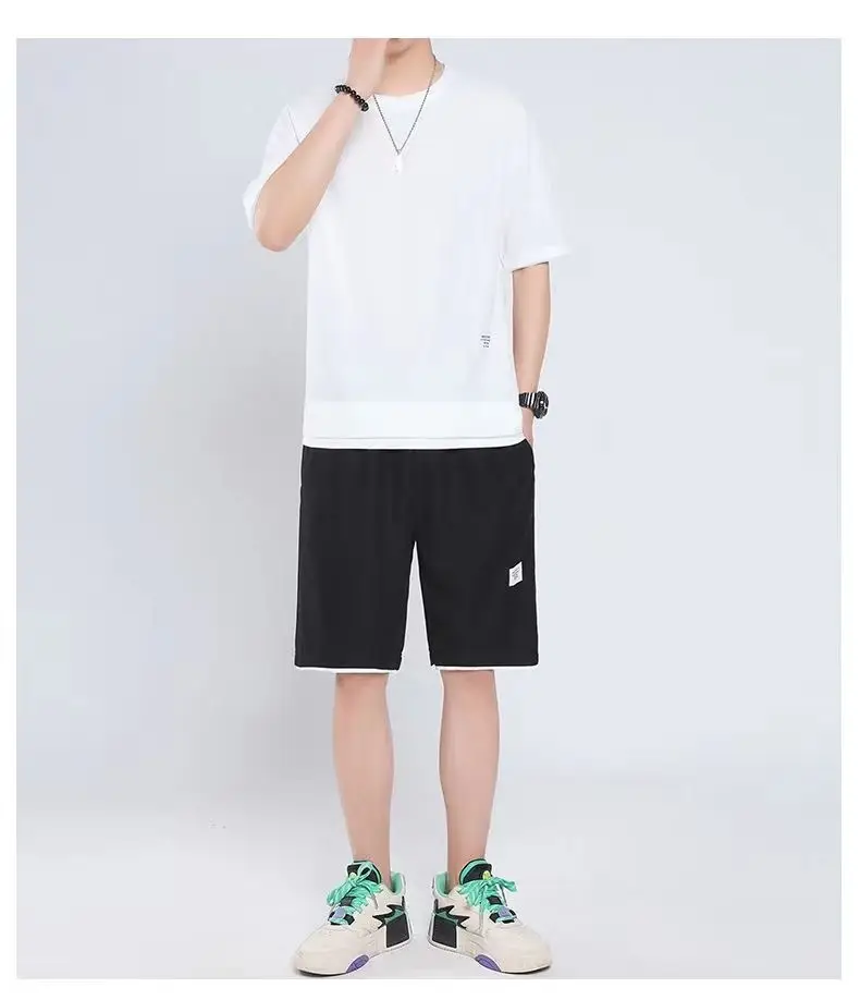 Men Ice Silk Shorts Set with Half-Sleeve T-Shirt — feature 6