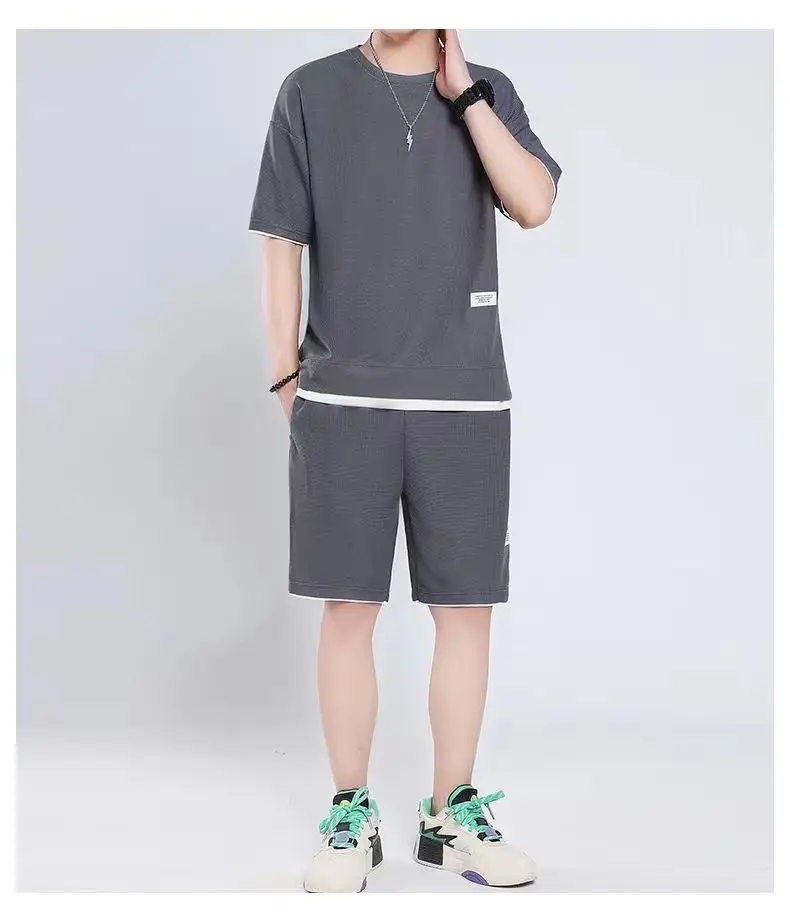 Men Ice Silk Shorts Set with Half-Sleeve T-Shirt — feature 8