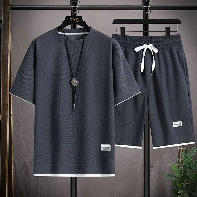 Men Ice Silk Shorts Set with Half-Sleeve T-Shirt - Image 2