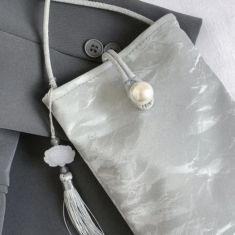 Silver Pearl Tassel Crossbody Bag for Women - Image 6