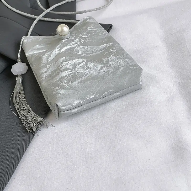 Silver Pearl Tassel Crossbody Bag for Women - Image 7
