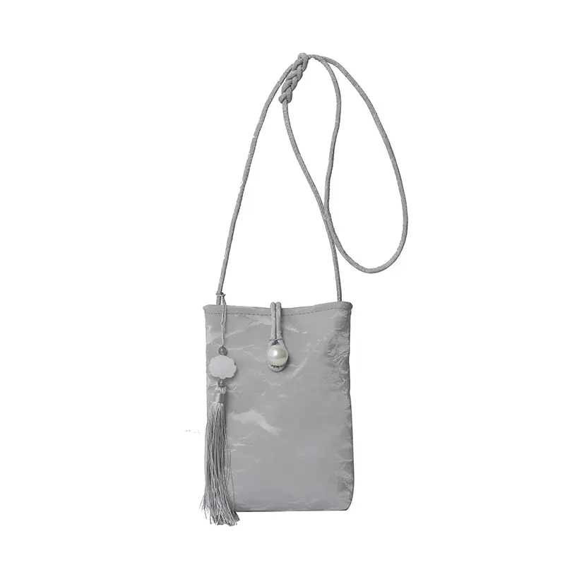 Silver Pearl Tassel Crossbody Bag for Women - Image 3