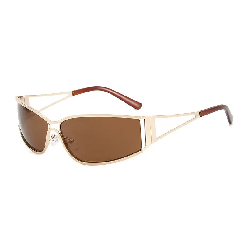 Women's Hollow Metal Y2K Sunglasses European American Retro Narrow Frame Street Shot Glasses - Image 3