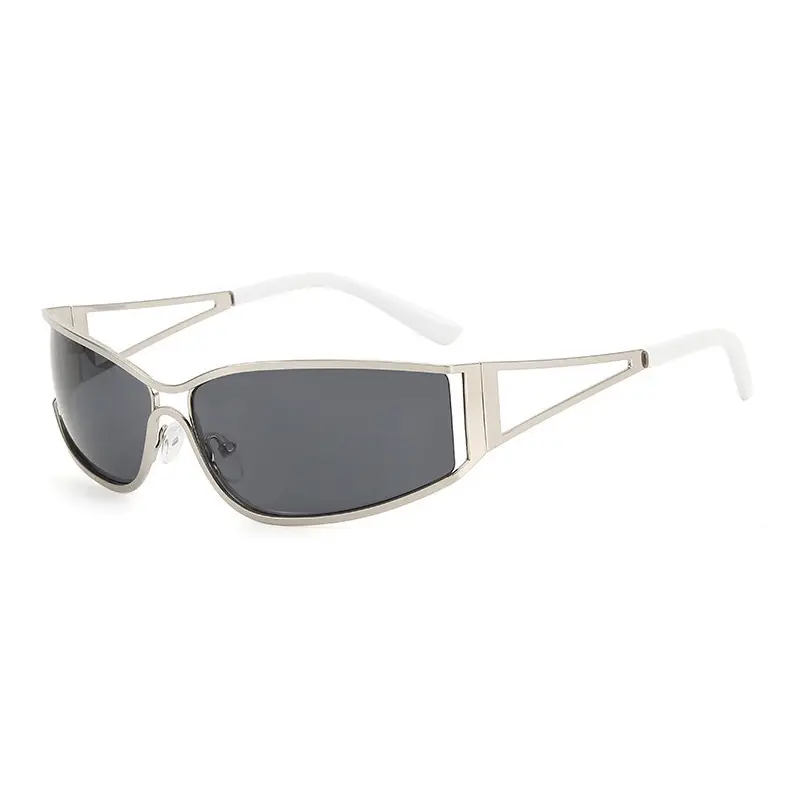 Women's Hollow Metal Y2K Sunglasses European American Retro Narrow Frame Street Shot Glasses - Image 2