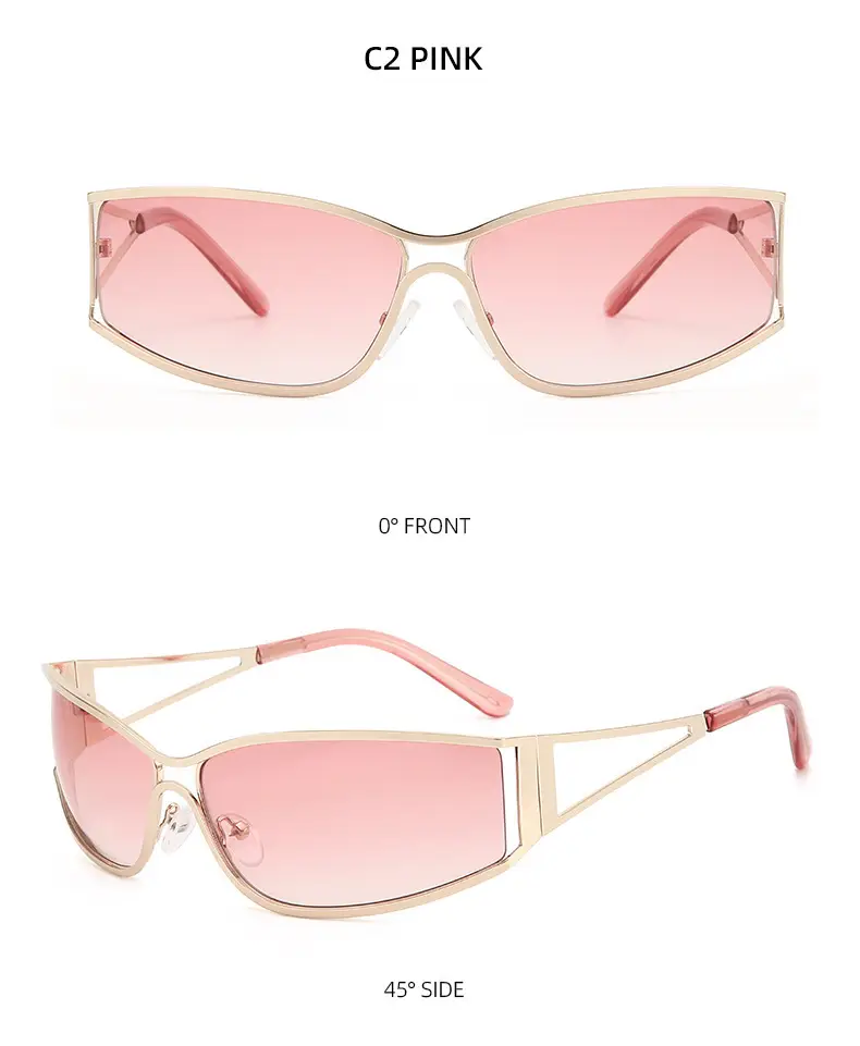 Women's Hollow Metal Y2K Sunglasses European American Retro Narrow Frame Street Shot Glasses — feature 10