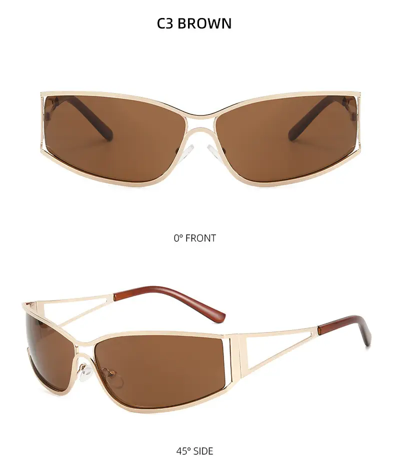 Women's Hollow Metal Y2K Sunglasses European American Retro Narrow Frame Street Shot Glasses — feature 11