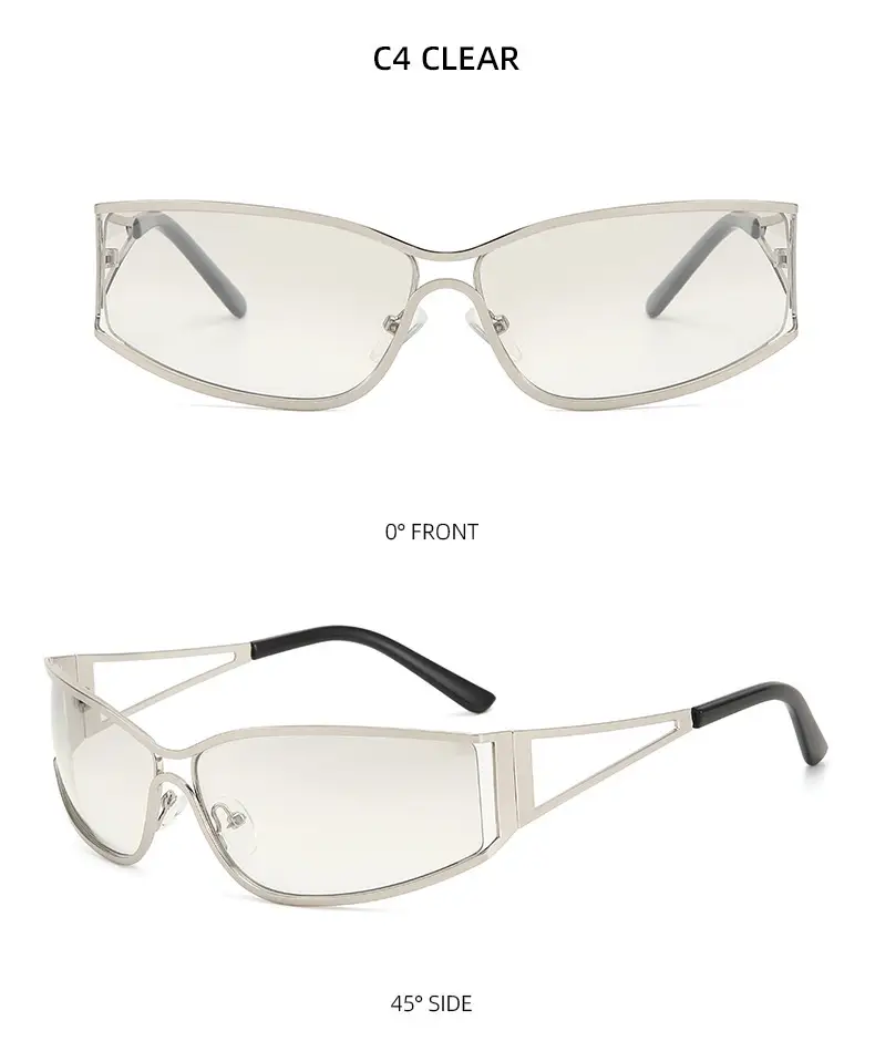Women's Hollow Metal Y2K Sunglasses European American Retro Narrow Frame Street Shot Glasses — feature 12
