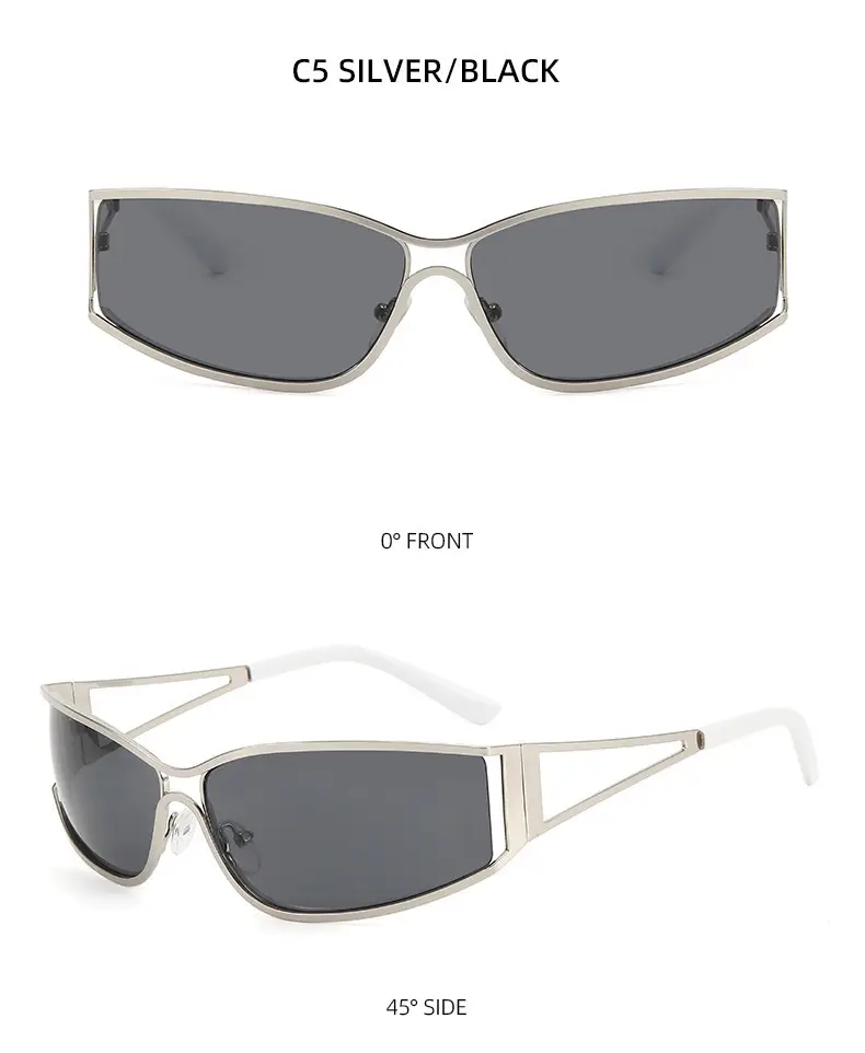 Women's Hollow Metal Y2K Sunglasses European American Retro Narrow Frame Street Shot Glasses — feature 13
